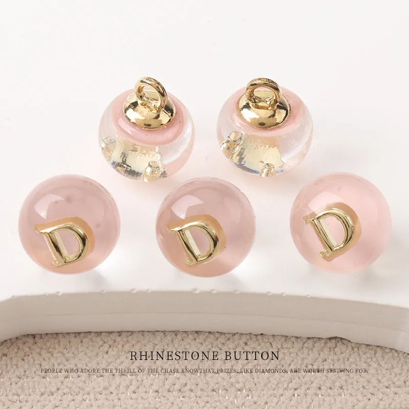 10mm Black White Pink Resin Bead Buttons with Metal Handles Letter D/M