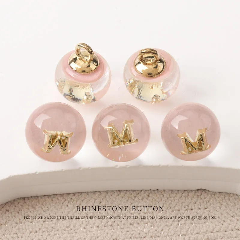 10mm Black White Pink Resin Bead Buttons with Metal Handles Letter D/M