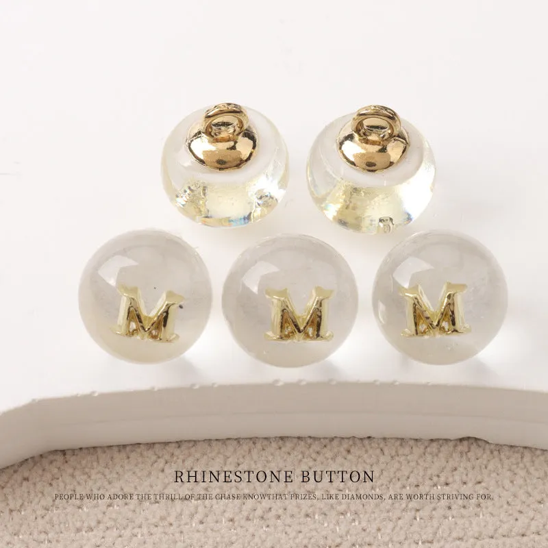 10mm Black White Pink Resin Bead Buttons with Metal Handles Letter D/M