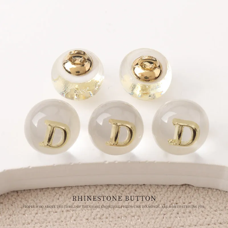 10mm Black White Pink Resin Bead Buttons with Metal Handles Letter D/M