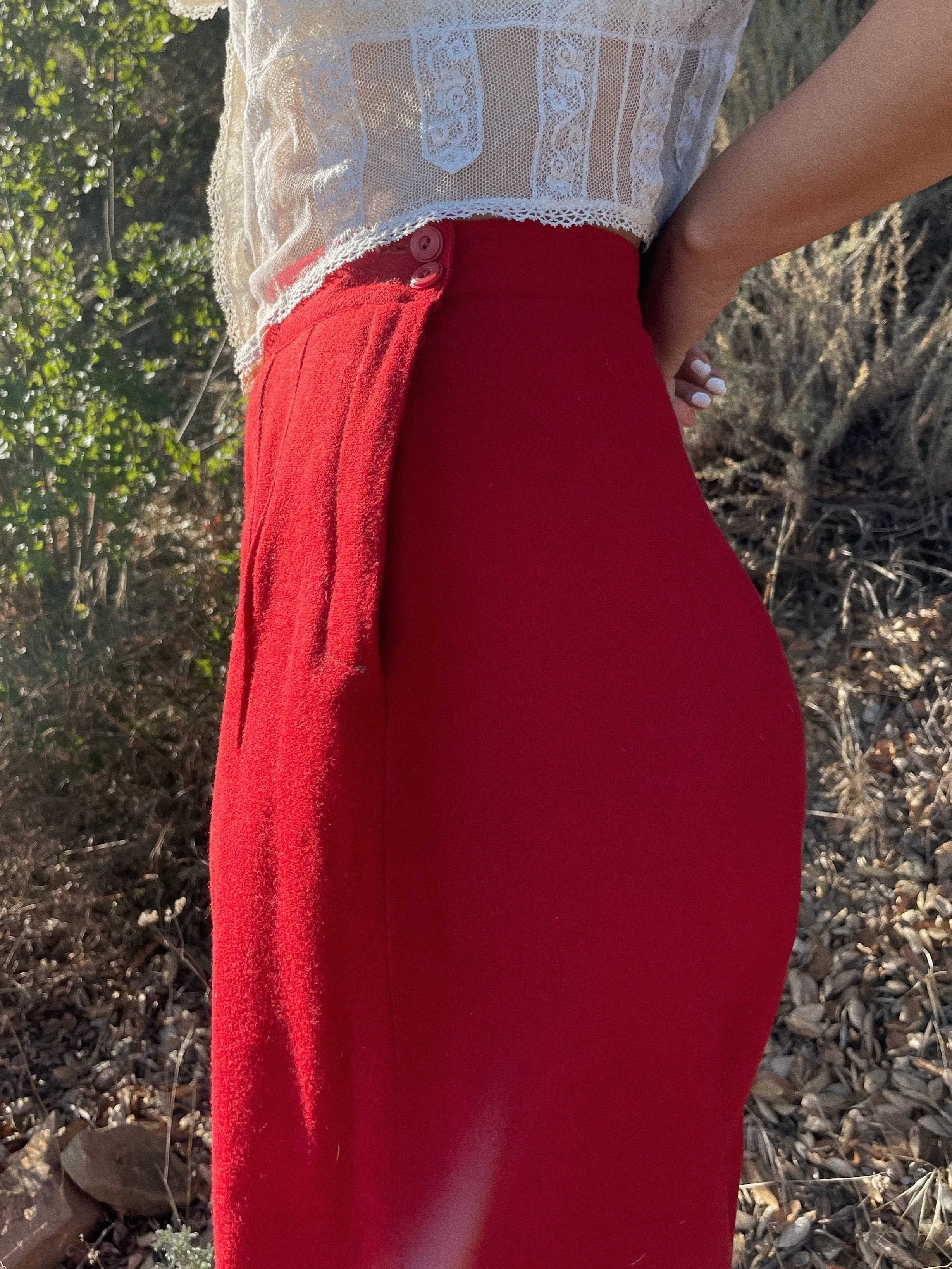 1950s Soft Wool Flannel Side Button Pants