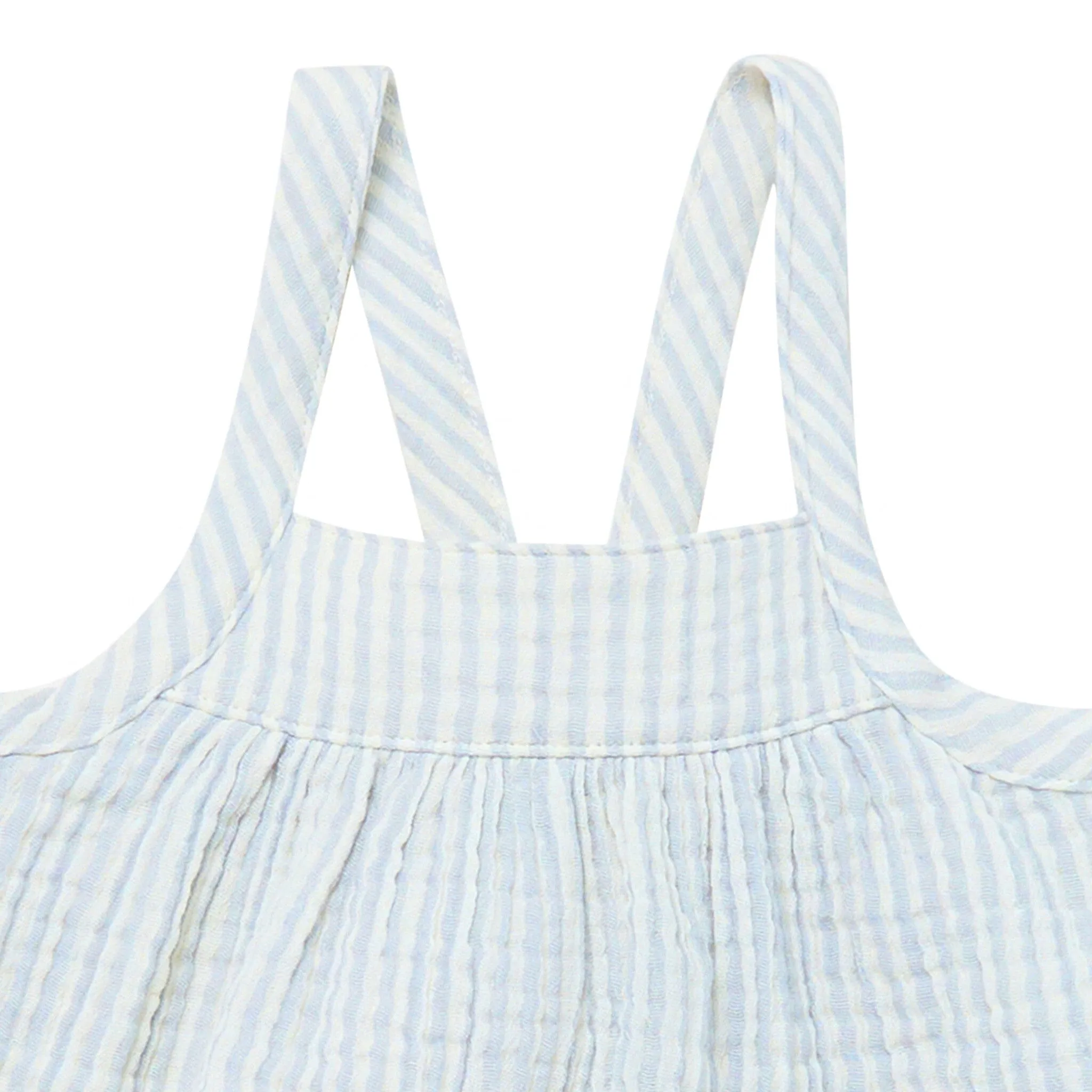 2-Piece Infant & Toddler Girls Light Blue Stripe Cropped Pants Set