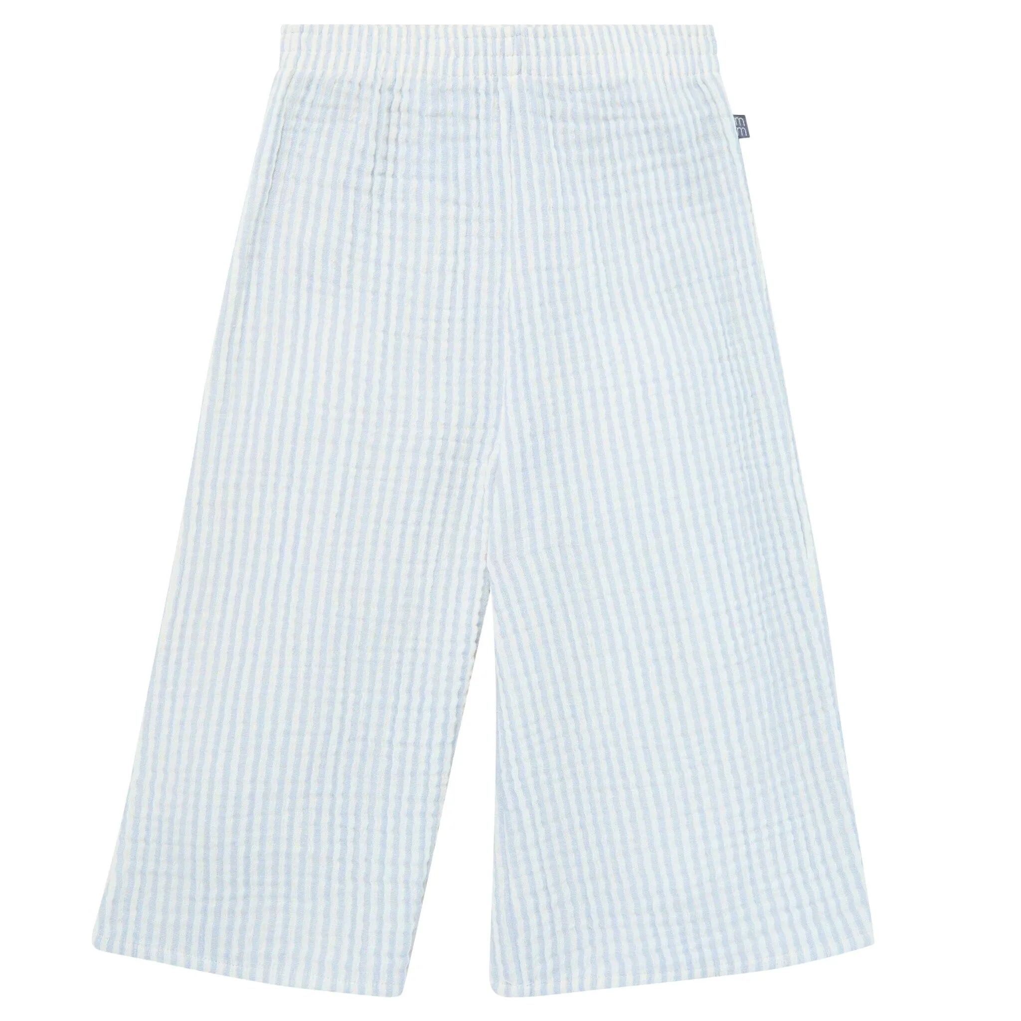 2-Piece Infant & Toddler Girls Light Blue Stripe Cropped Pants Set