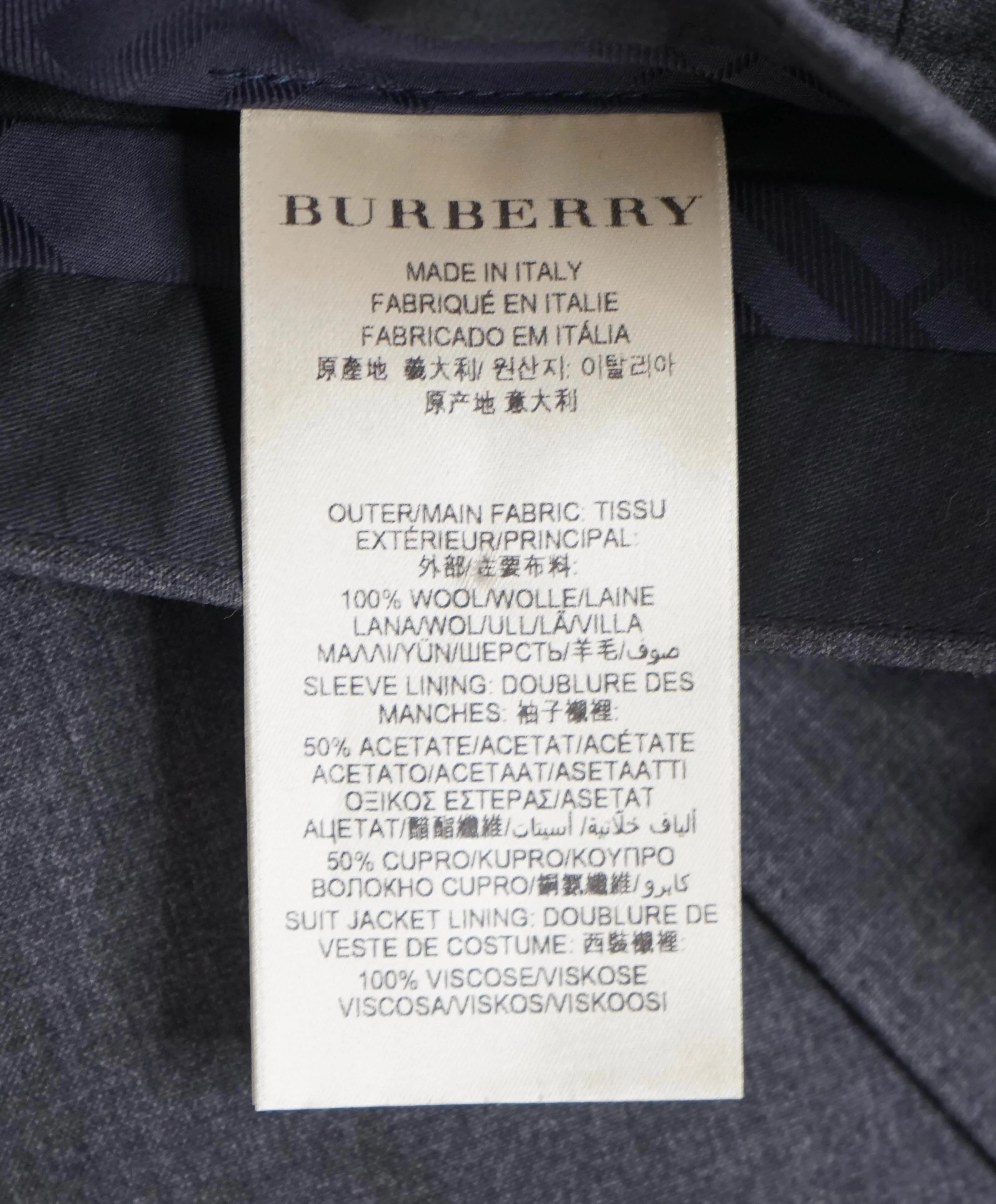 $2,395 BURBERRY LONDON - Made In Italy Wool Gray "MILBURY" LOGO Suit - 42R