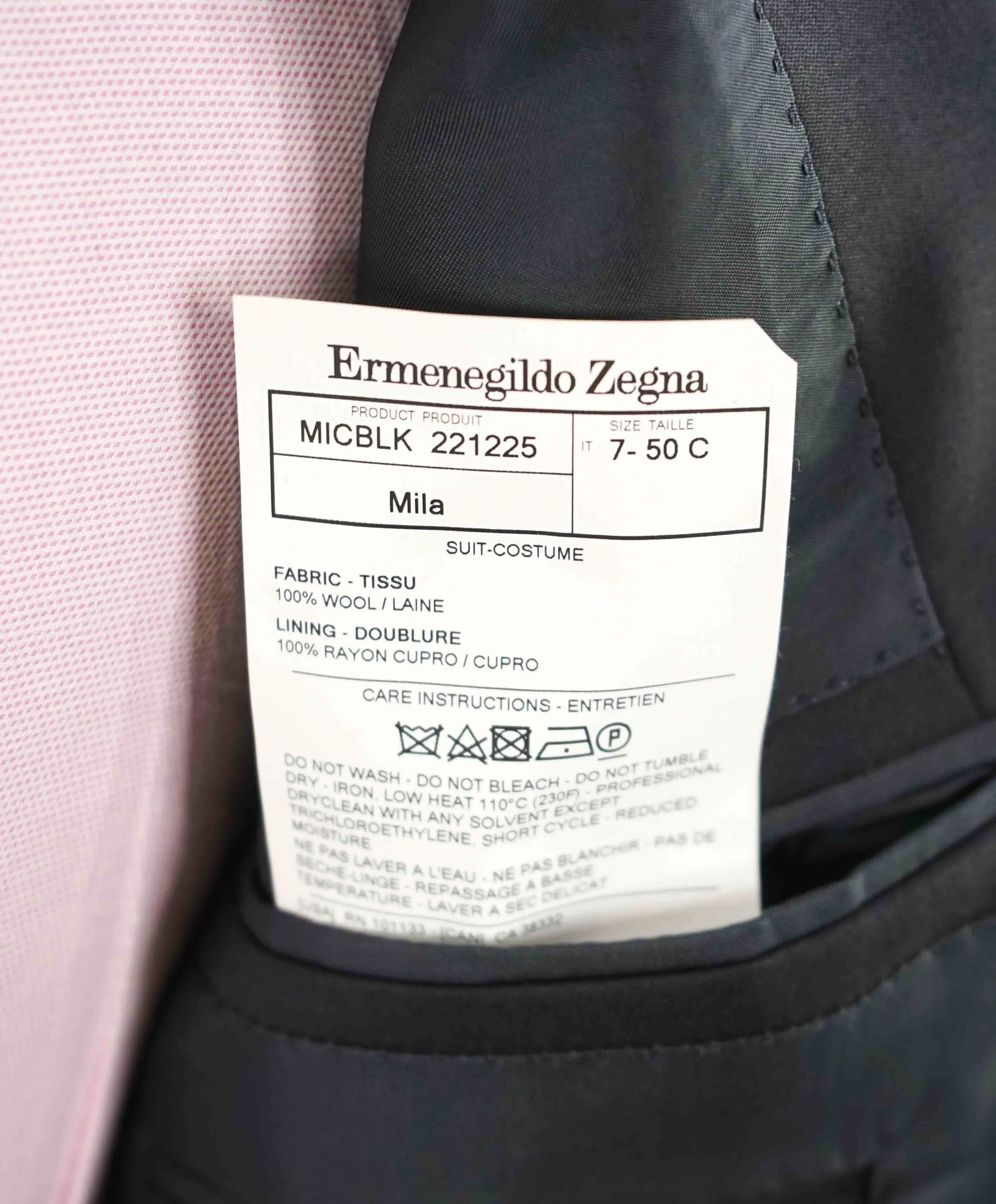 $3,000 ERMENEGILDO ZEGNA - Black “Microsphere” Wool Suit - 40S