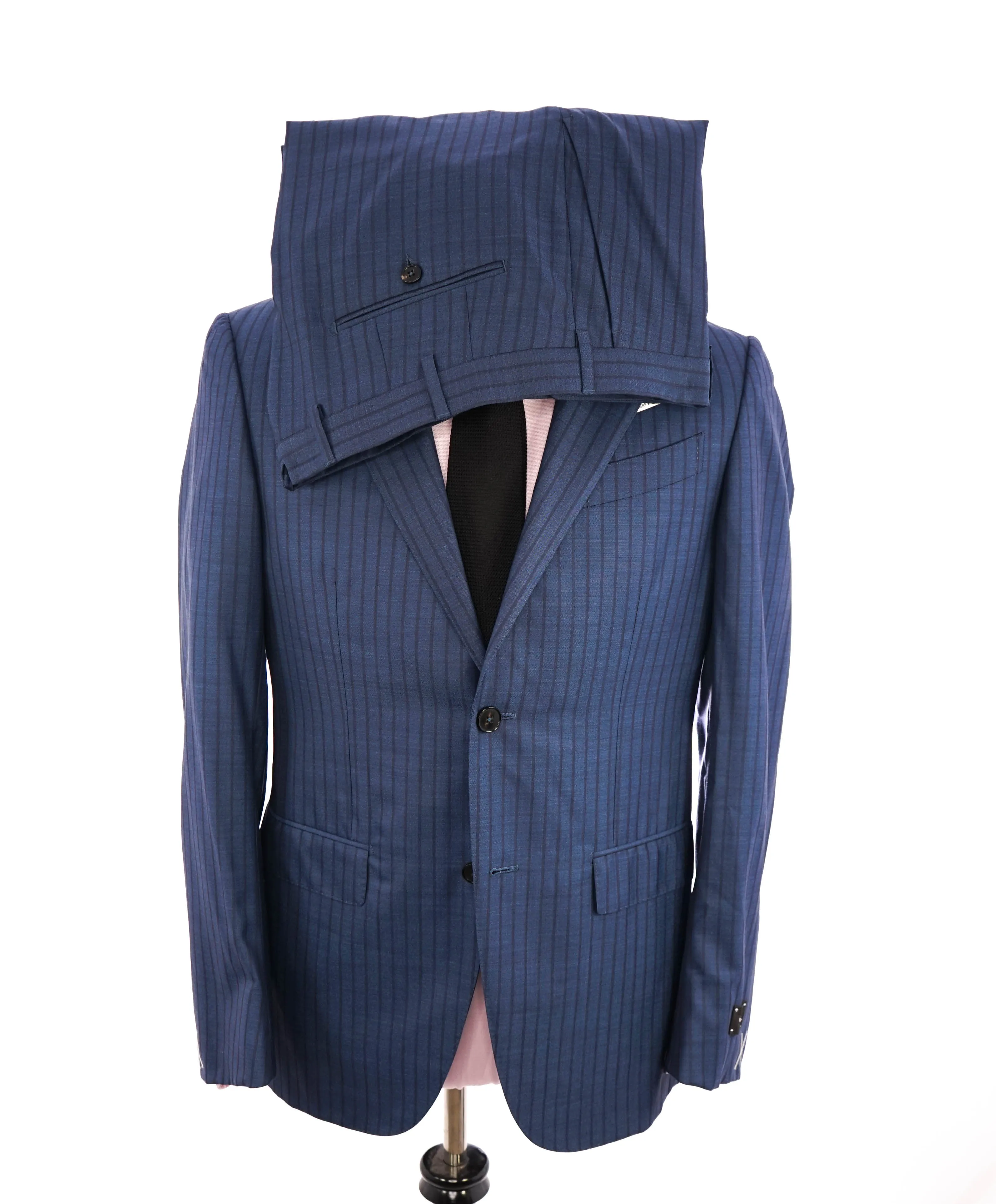 $3,995 ERMENEGILDO ZEGNA -"TROFEO 600" *Chalk Stripe* Blue Silk Suit - 38R