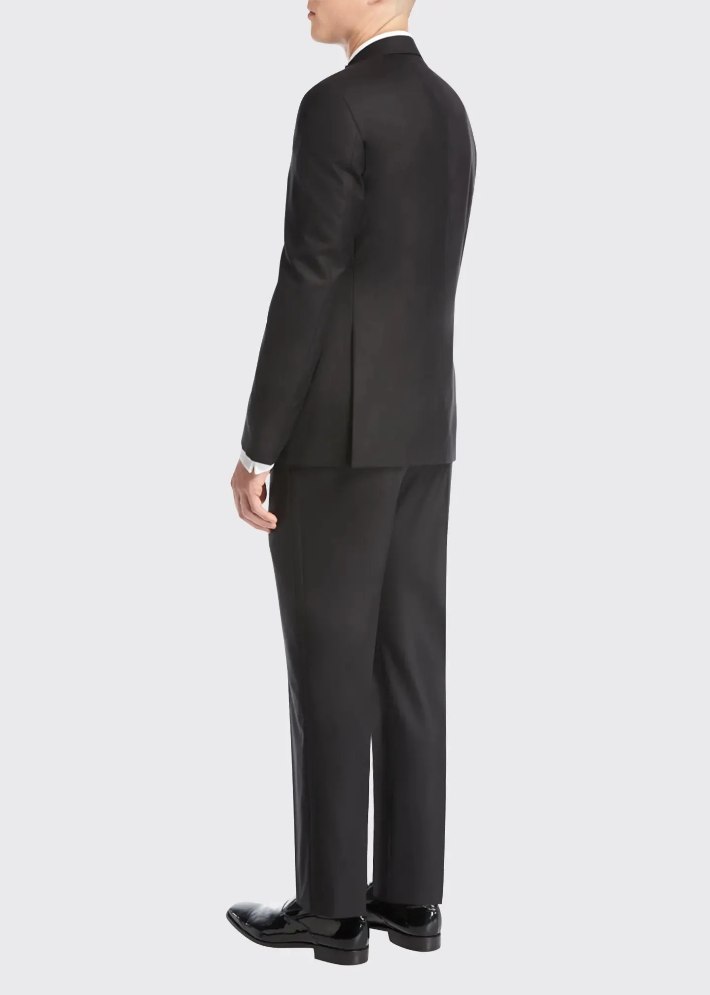 $3,995 GIORGIO ARMANI - "SOFT" Black SILK LINED 160's Peak Lapel Tuxedo - 38S