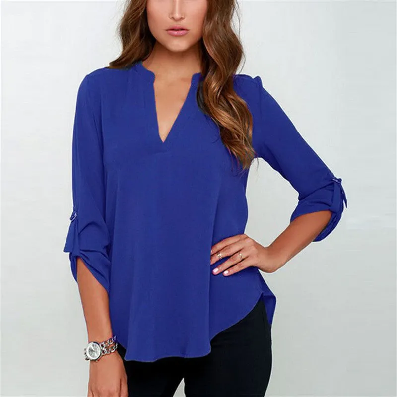 9 colors Trendy S-5XL Plus Size Women Blouses Ladies Office Shirts Long Sleeve Top Women Clothing