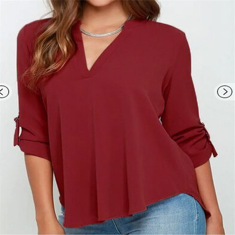 9 colors Trendy S-5XL Plus Size Women Blouses Ladies Office Shirts Long Sleeve Top Women Clothing