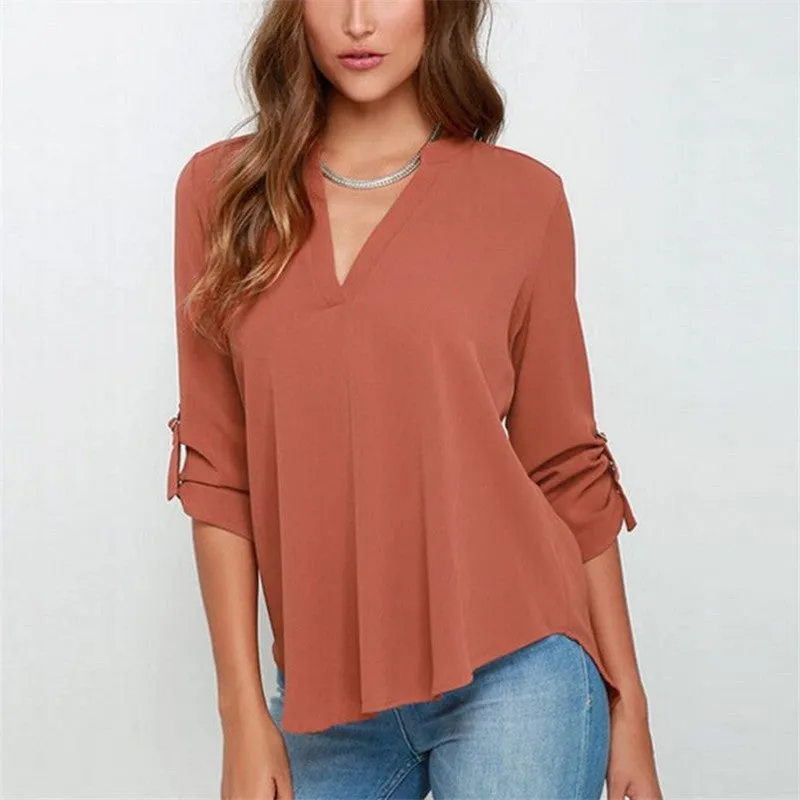 9 colors Trendy S-5XL Plus Size Women Blouses Ladies Office Shirts Long Sleeve Top Women Clothing