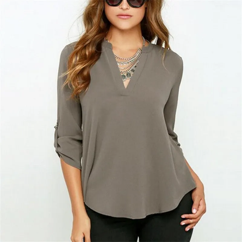 9 colors Trendy S-5XL Plus Size Women Blouses Ladies Office Shirts Long Sleeve Top Women Clothing