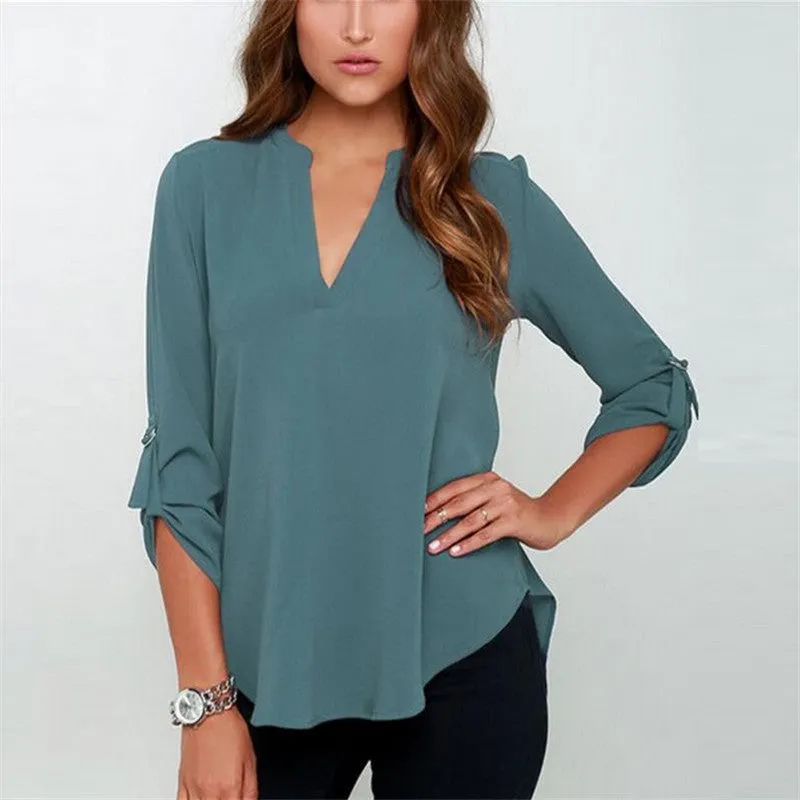 9 colors Trendy S-5XL Plus Size Women Blouses Ladies Office Shirts Long Sleeve Top Women Clothing