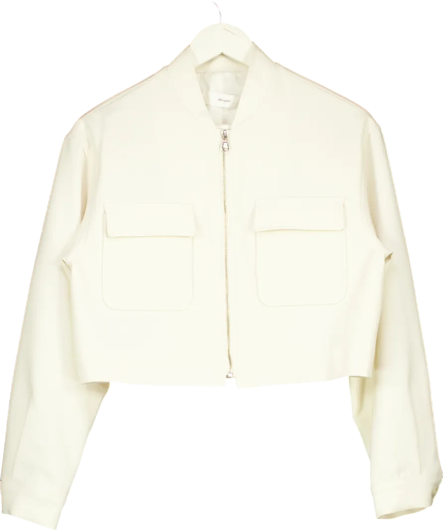 Abigail Cream Zip Front Cropped Jacket UK S