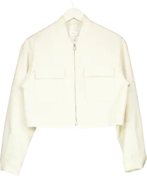Abigail Cream Zip Front Cropped Jacket UK S
