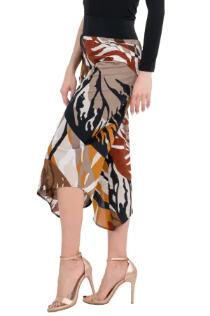 Abstract Print Asymmetric Cropped Pants (S)