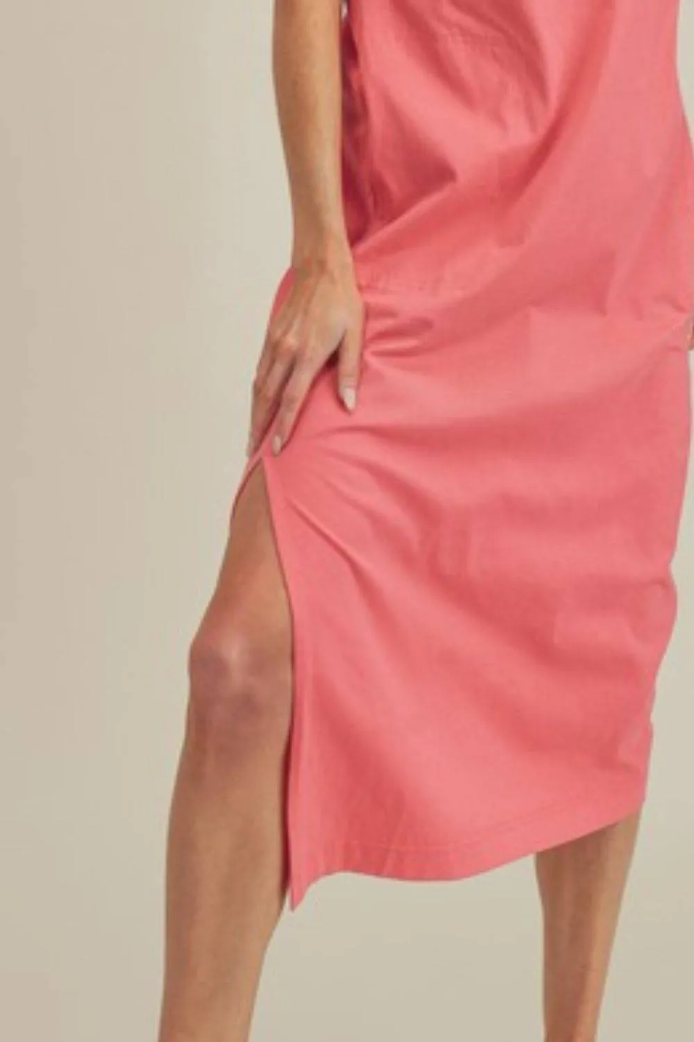 Aemi   Co Side Slit Round Neck Sleeveless Midi Dress