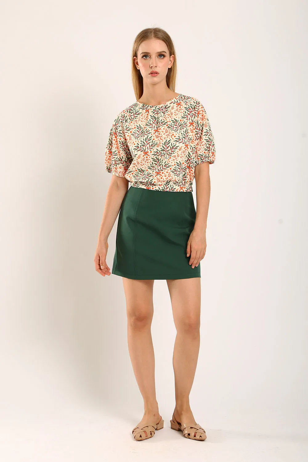 Aisling Mini Skirt in Deep Forest Green