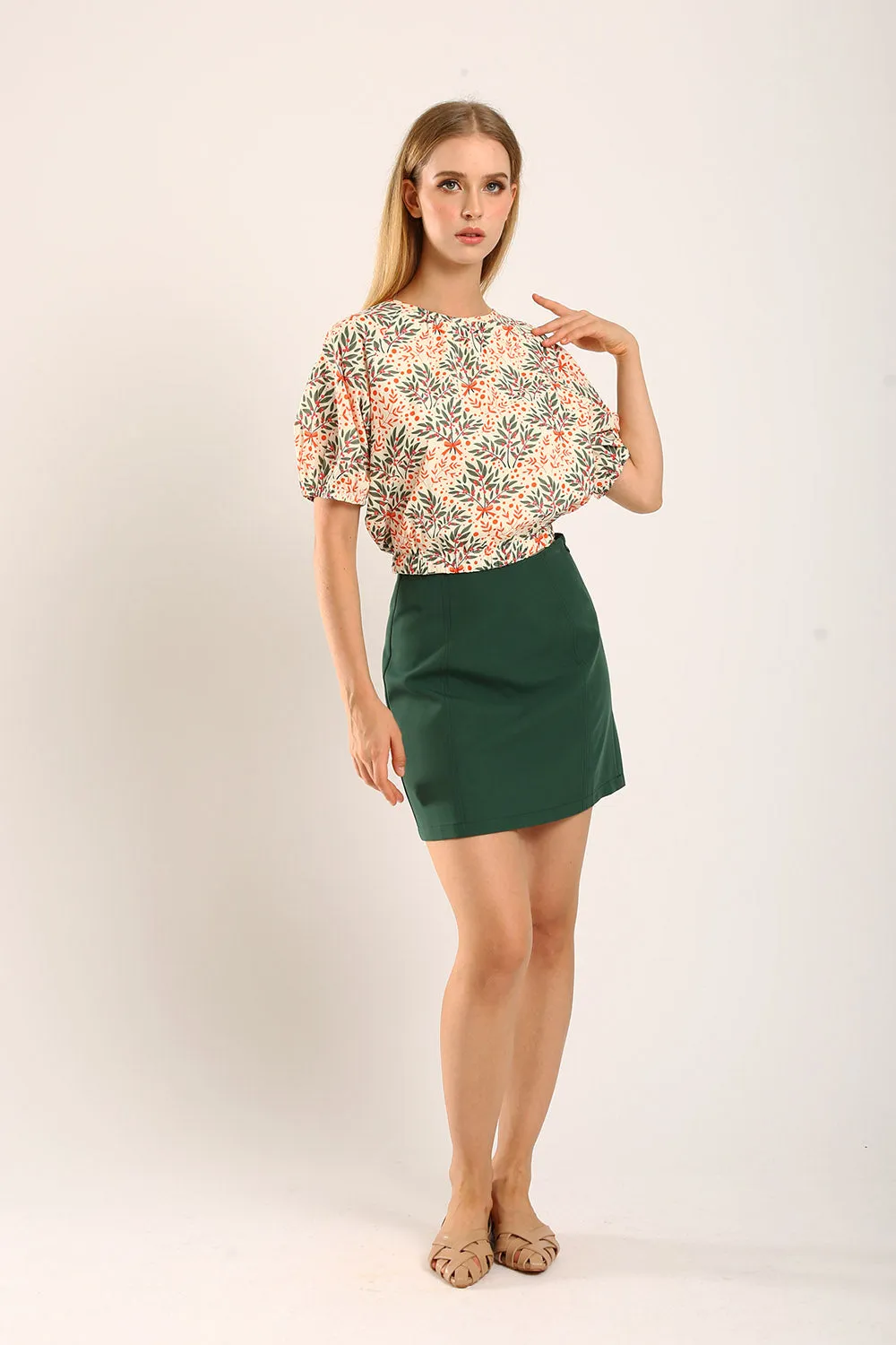 Aisling Mini Skirt in Deep Forest Green