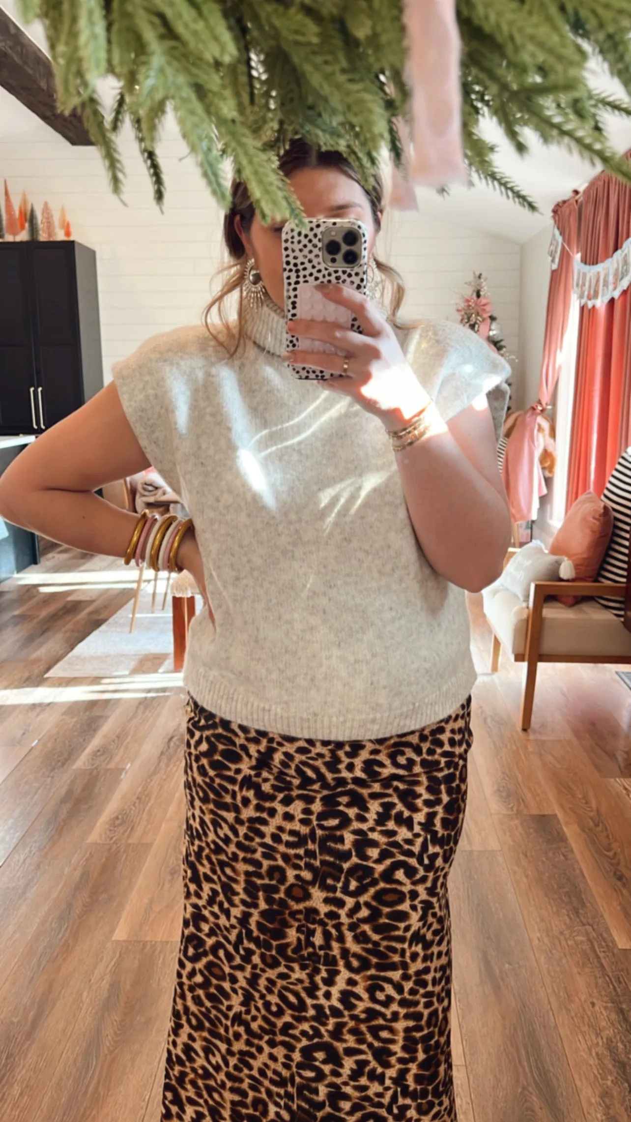 All Corduroy Leopard Midi Skirt