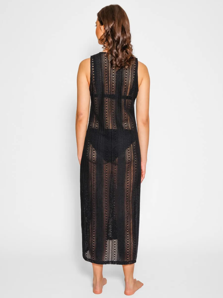 Amalfi Crochet Dress in Black