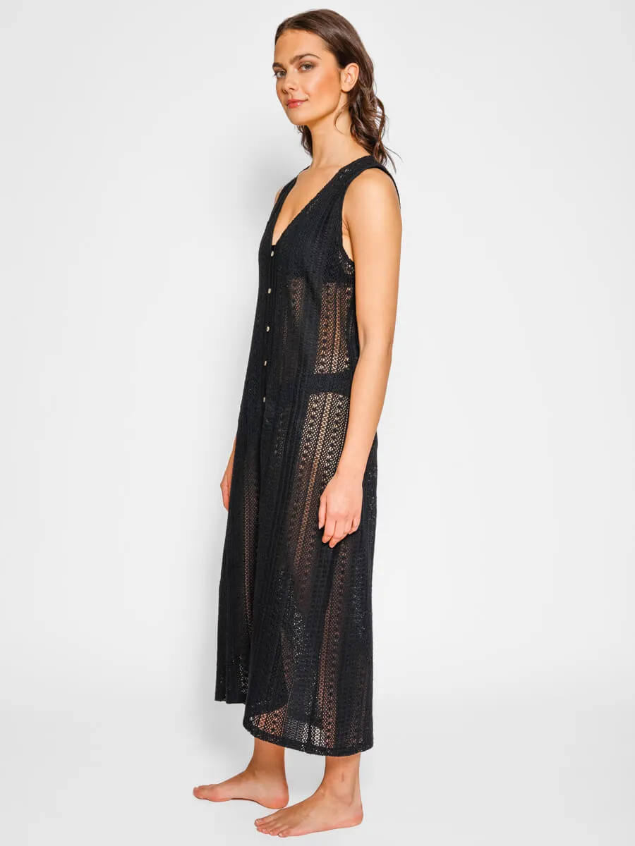 Amalfi Crochet Dress in Black