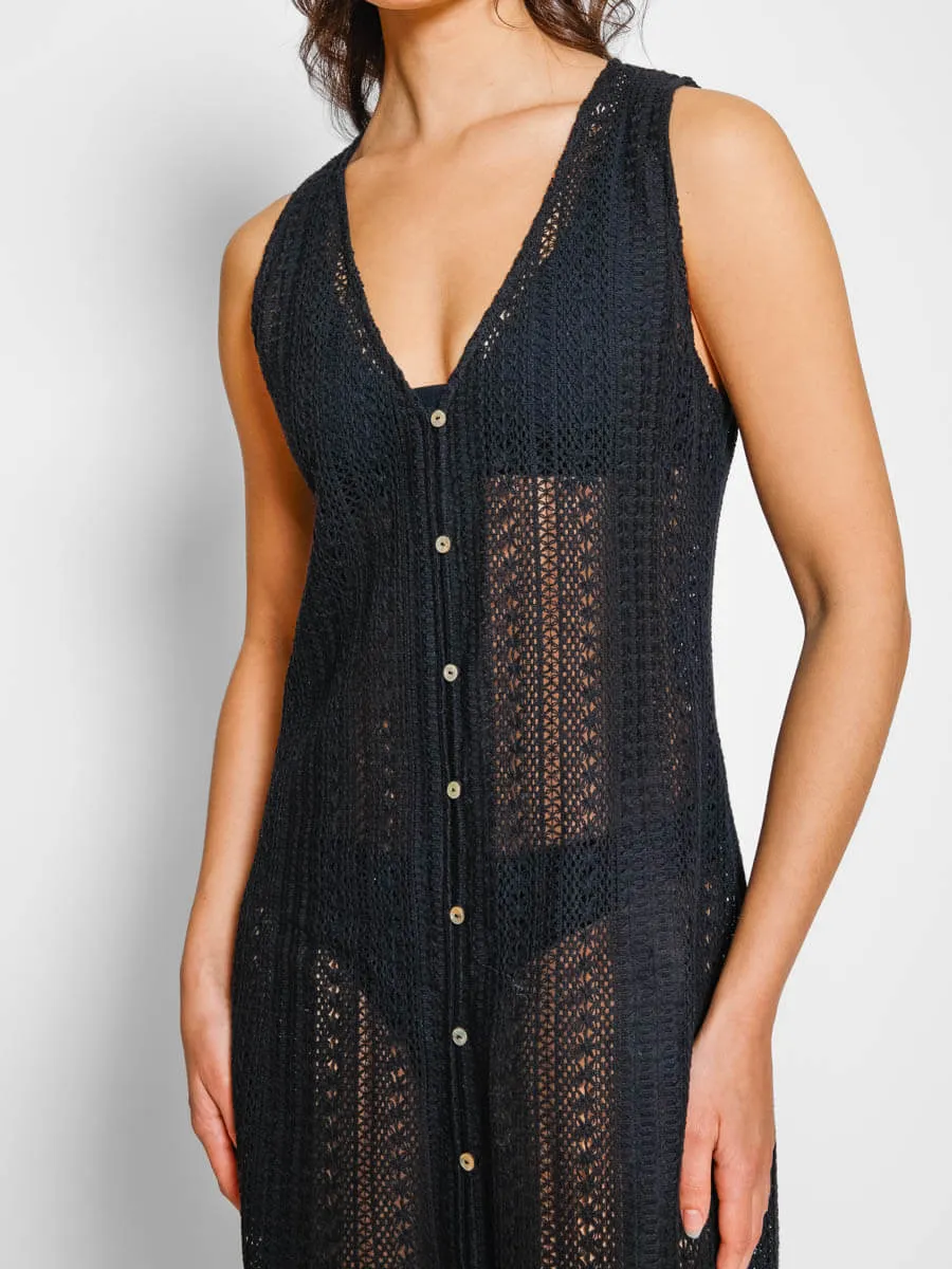Amalfi Crochet Dress in Black