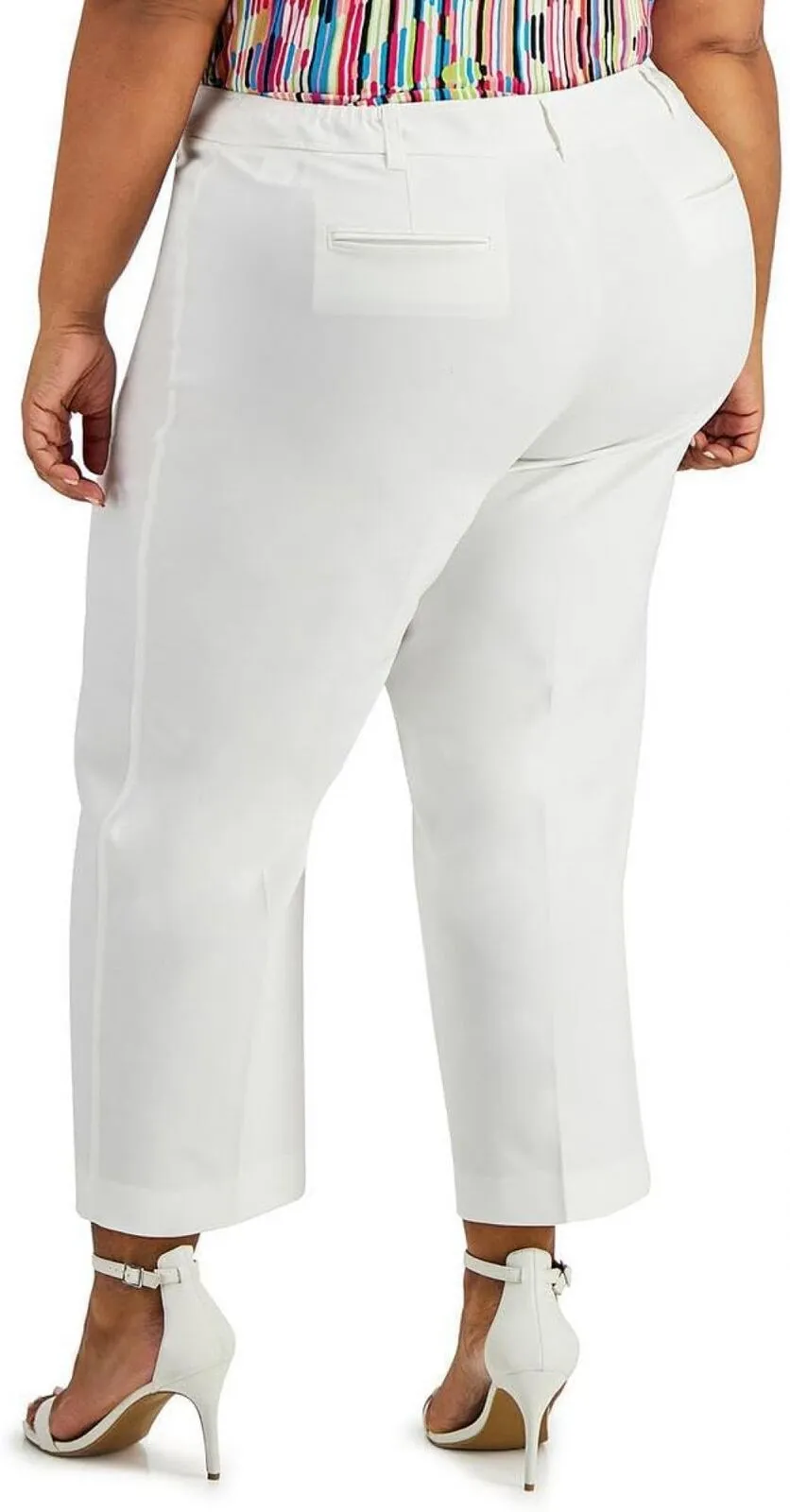 Anne Klein Womens Plus Straight Leg Ankle Cropped Pants Bright White 18W