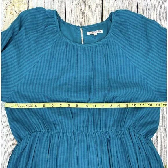 Anthropologie Sundry Stripe Dress Size 1 (Small)‎ Long Sleeve Cotton Midi Tiered