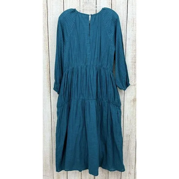 Anthropologie Sundry Stripe Dress Size 1 (Small)‎ Long Sleeve Cotton Midi Tiered