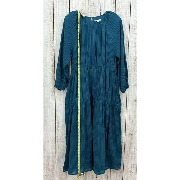 Anthropologie Sundry Stripe Dress Size 1 (Small)‎ Long Sleeve Cotton Midi Tiered