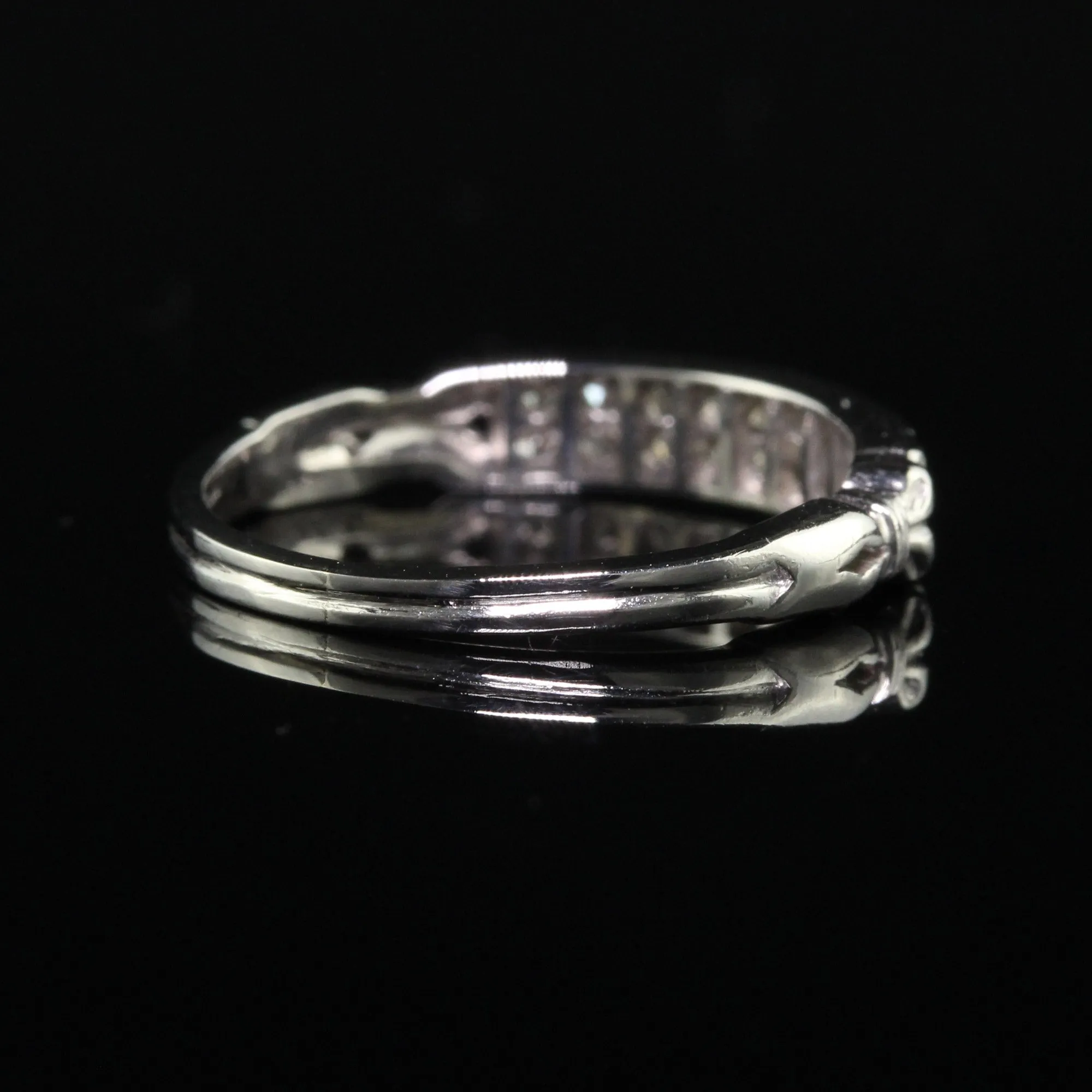 Antique Art Deco Platinum Single Cut Diamond Double Row Wedding Band