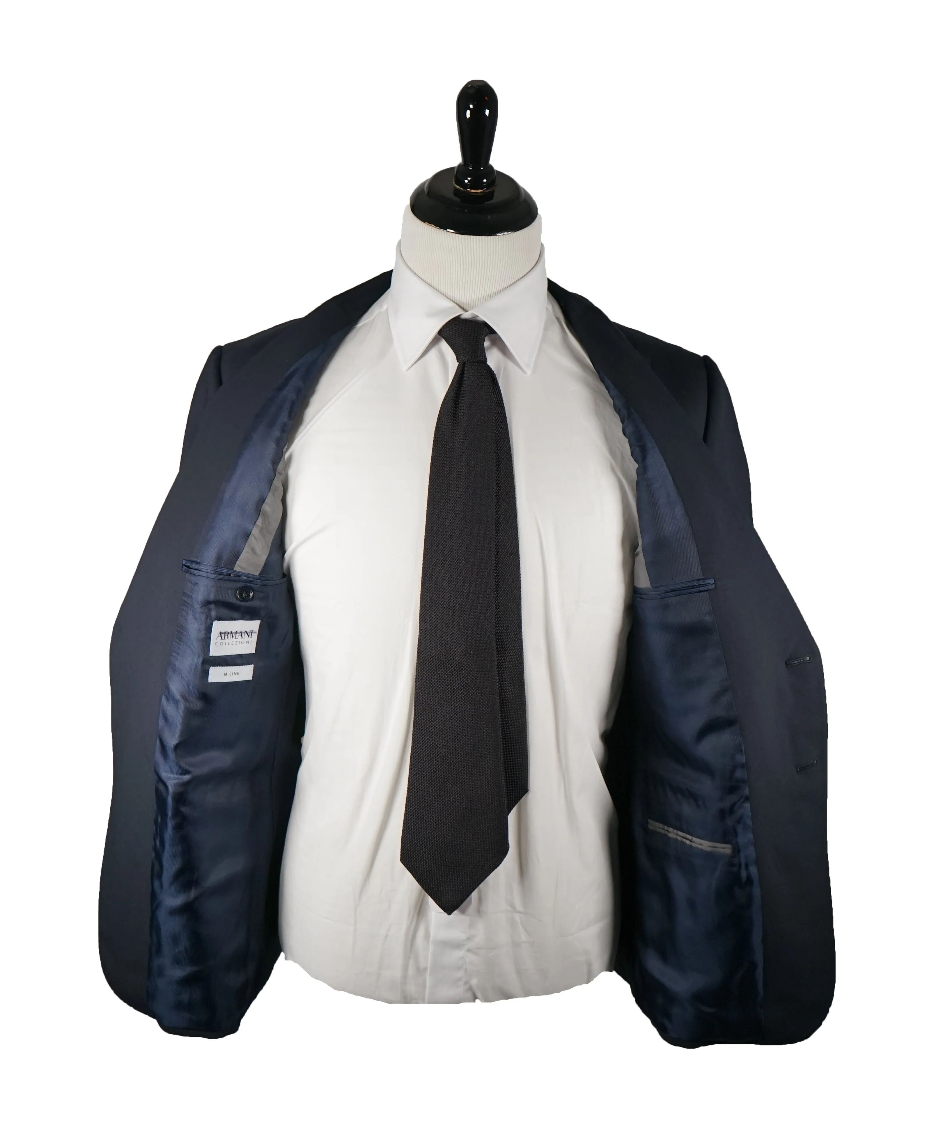 ARMANI COLLEZIONI - “M Line” Navy Solid Suit With Pick Stitching - 42R