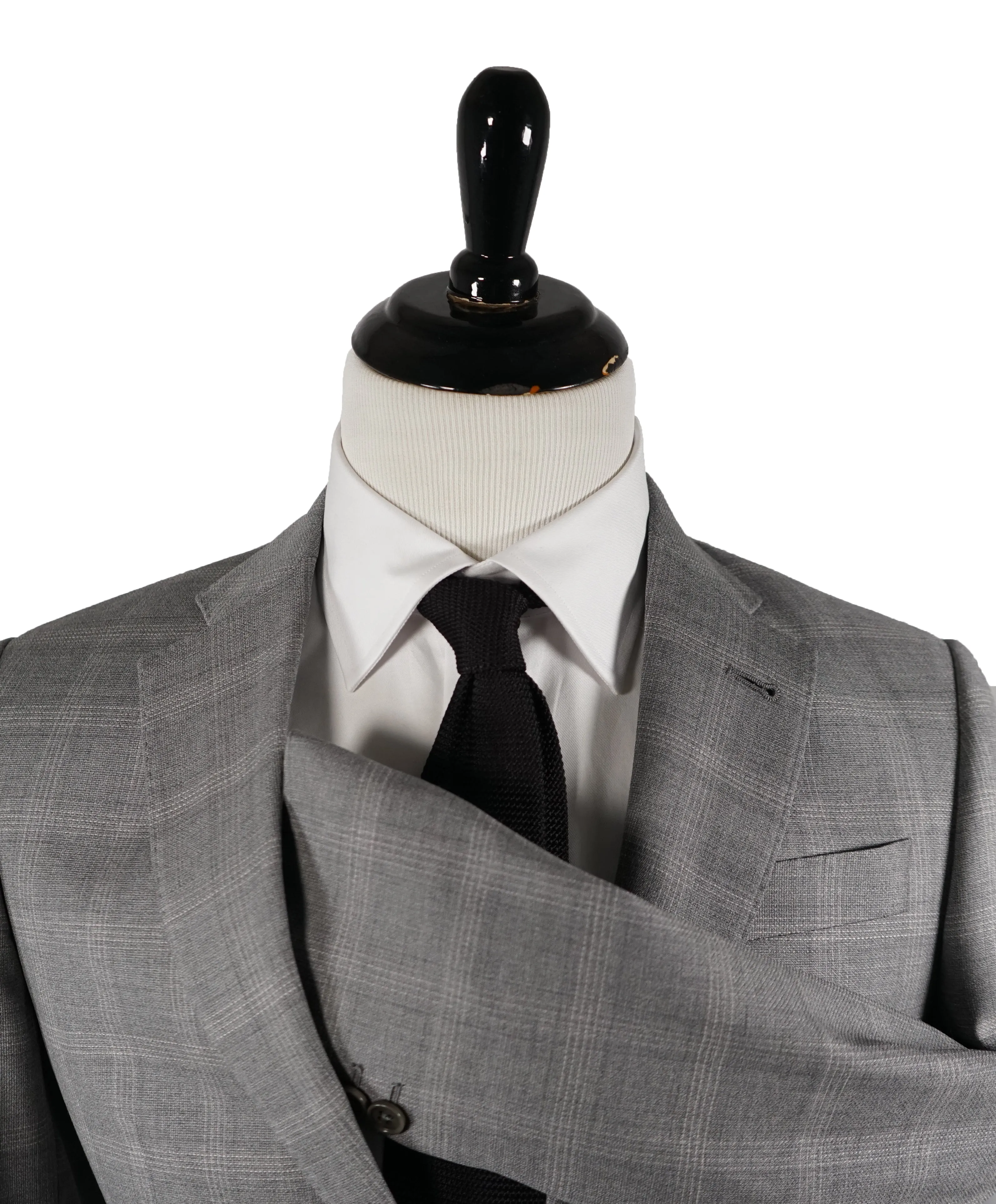 ARMANI COLLEZIONI - Textured Gray Plaid Check “G Line” Wool Suit- 40R