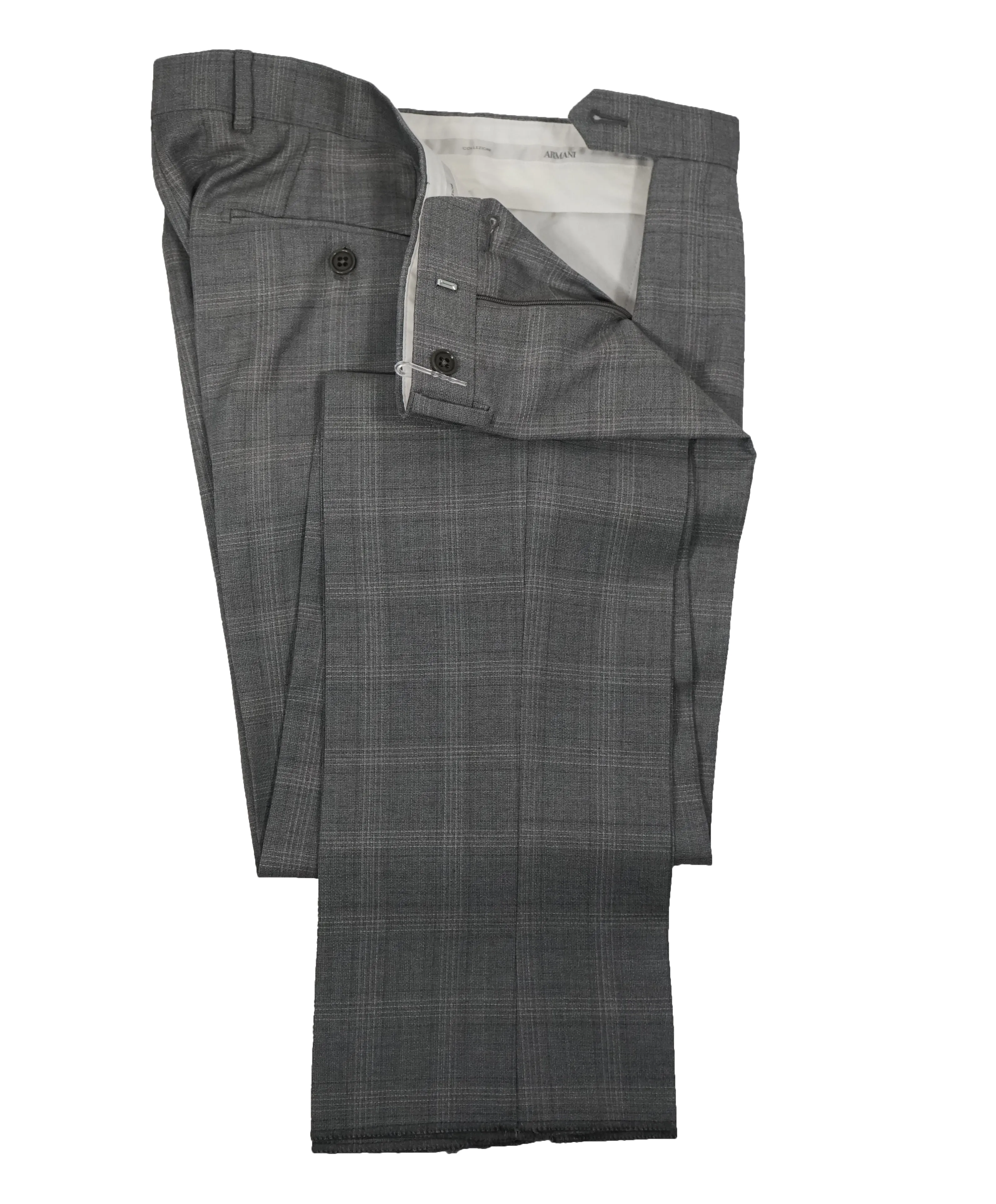 ARMANI COLLEZIONI - Textured Gray Plaid Check “G Line” Wool Suit- 40R