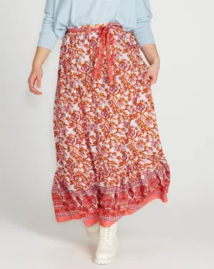 Ashley Midi Skirt | Pink Blossom Size 18