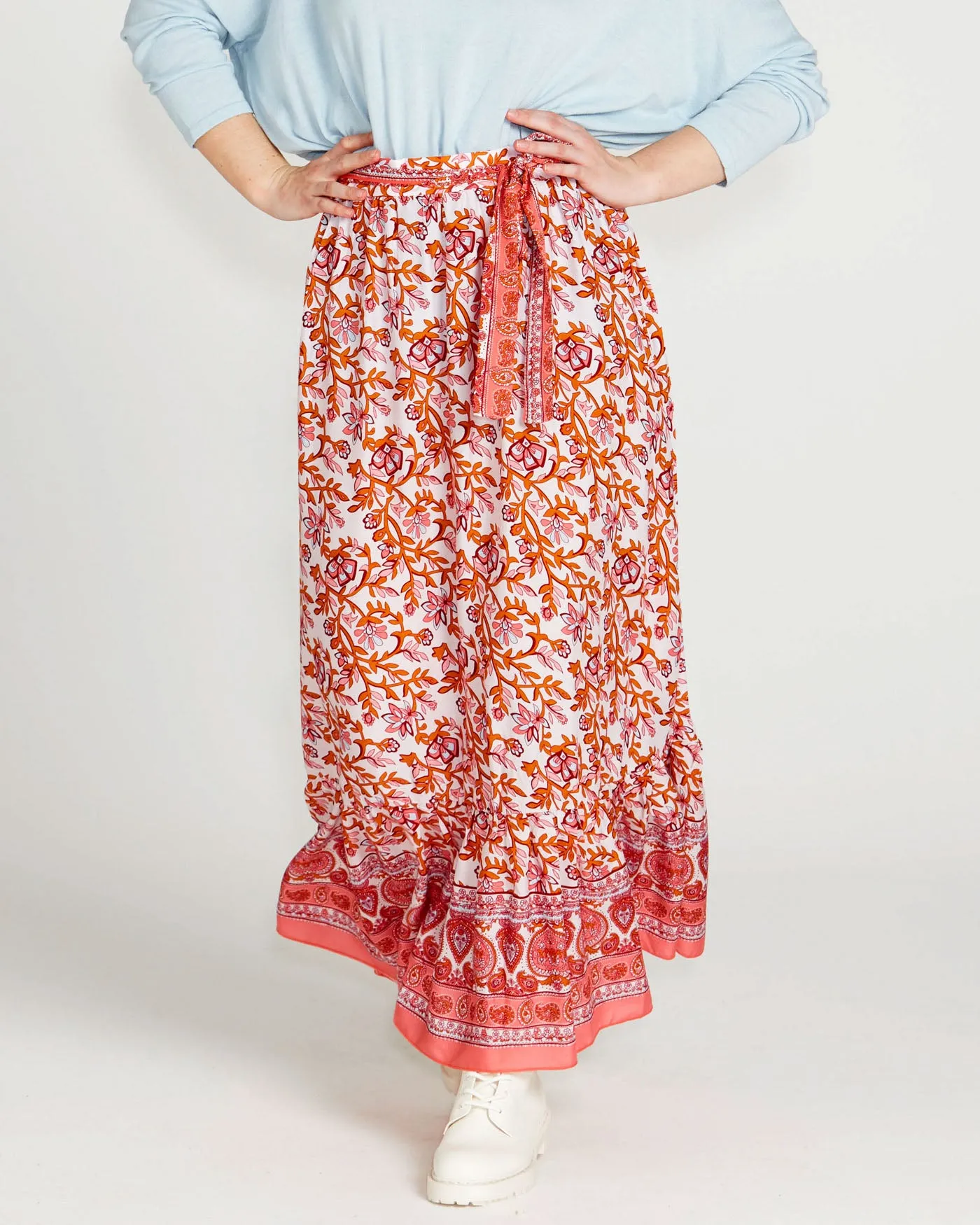 Ashley Midi Skirt | Pink Blossom Size 18