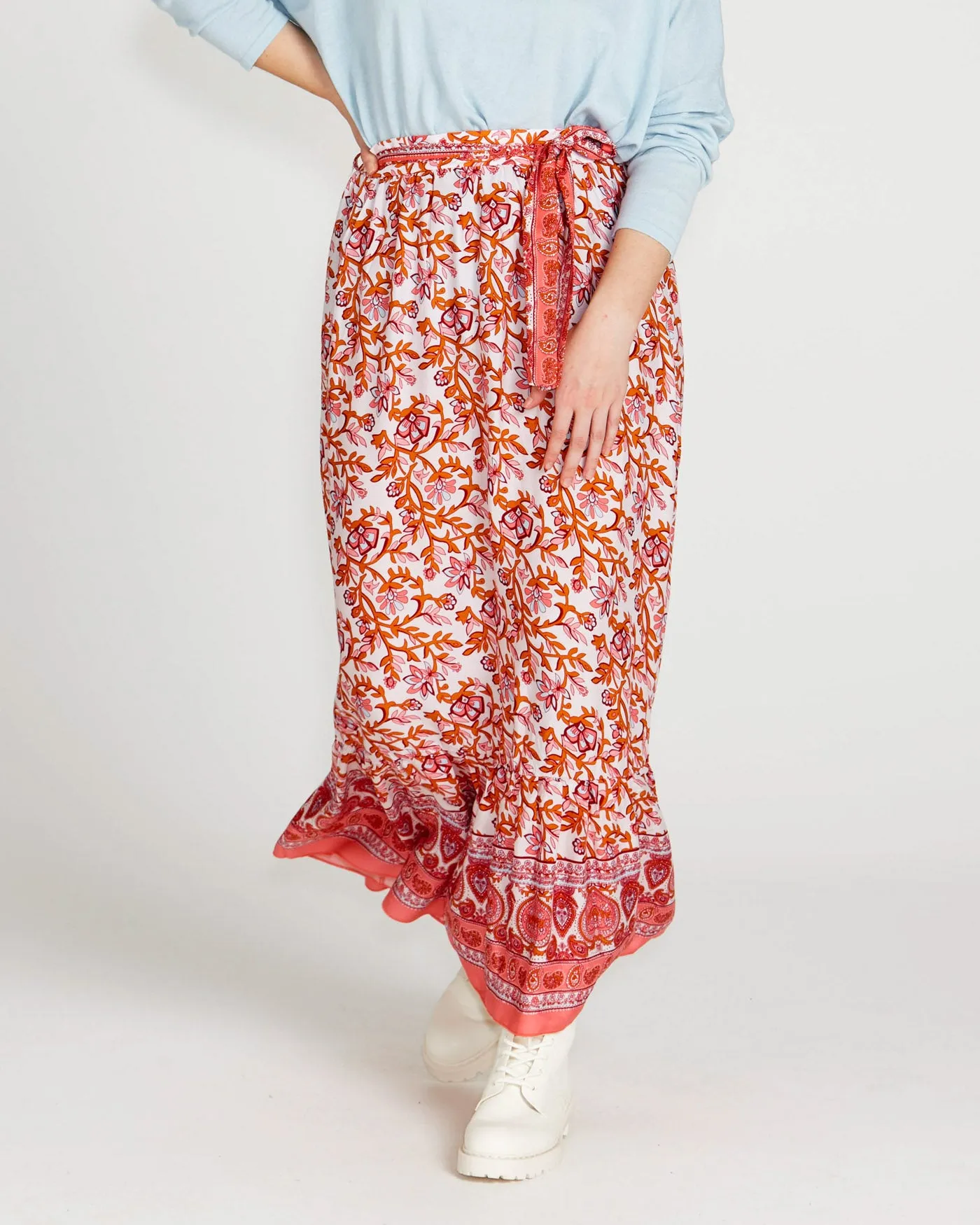Ashley Midi Skirt | Pink Blossom Size 18