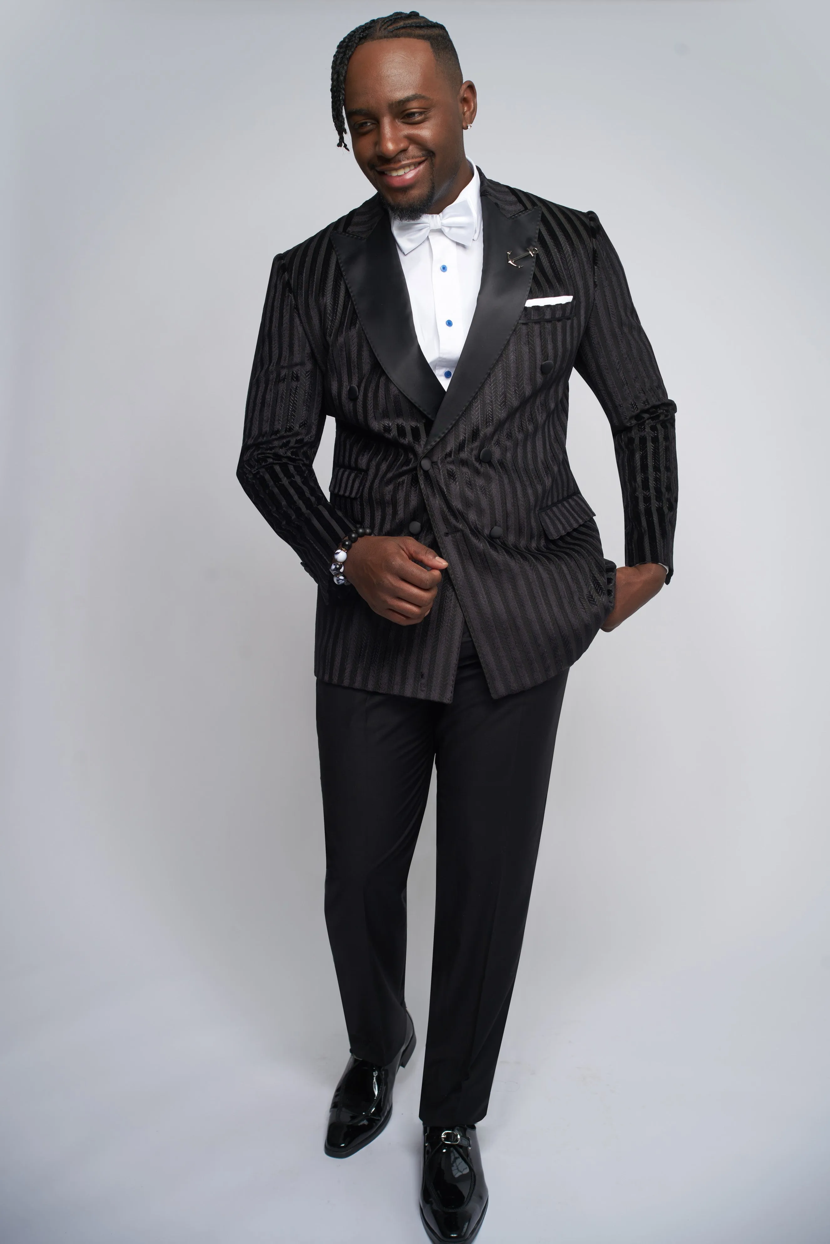 Ashton Velour Stripe Suit