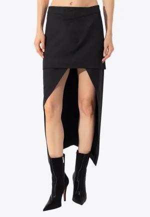 Asymmetric Paneled Midi Skirt