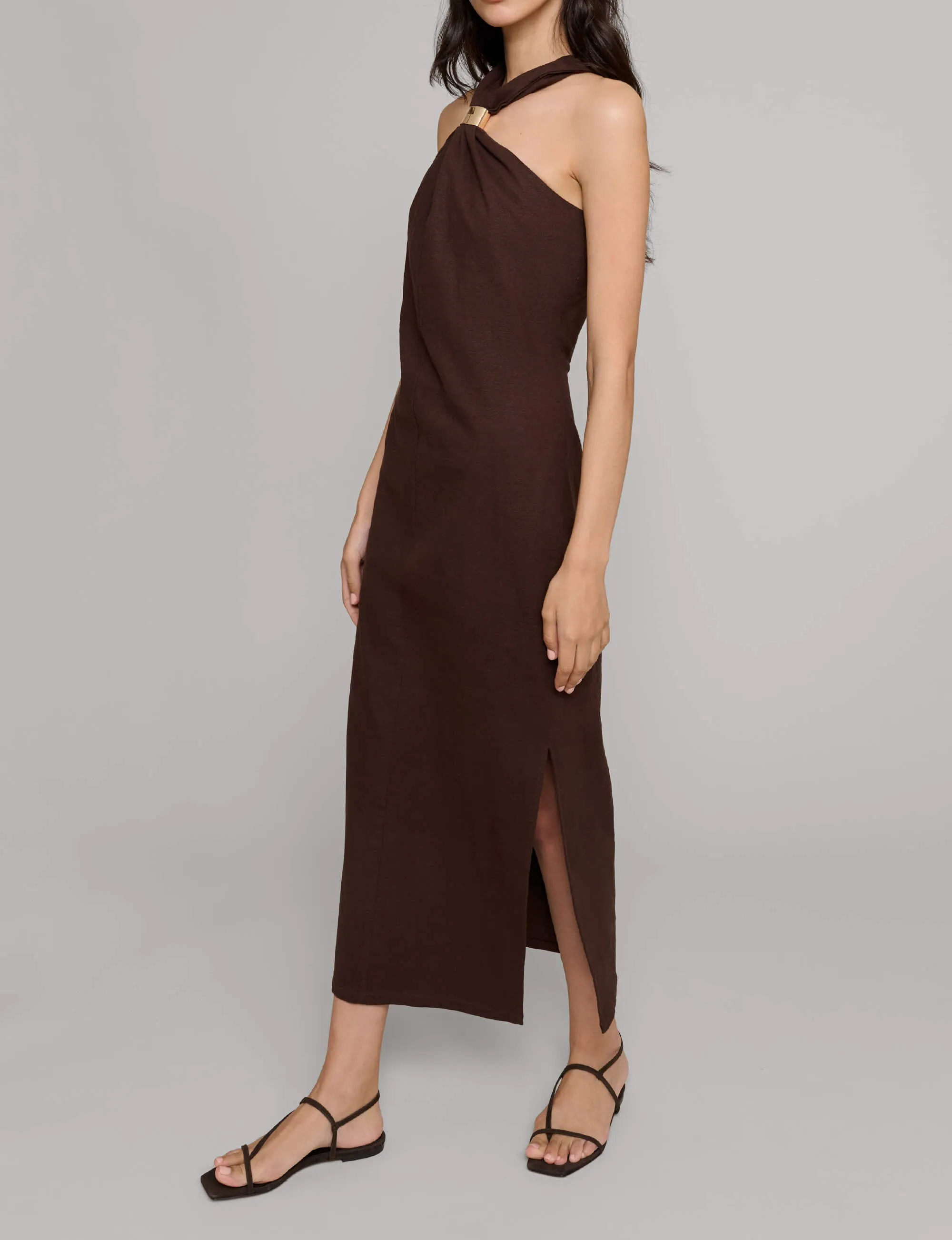 Attica Linen Gold Cuff Dress-BESTSELLER