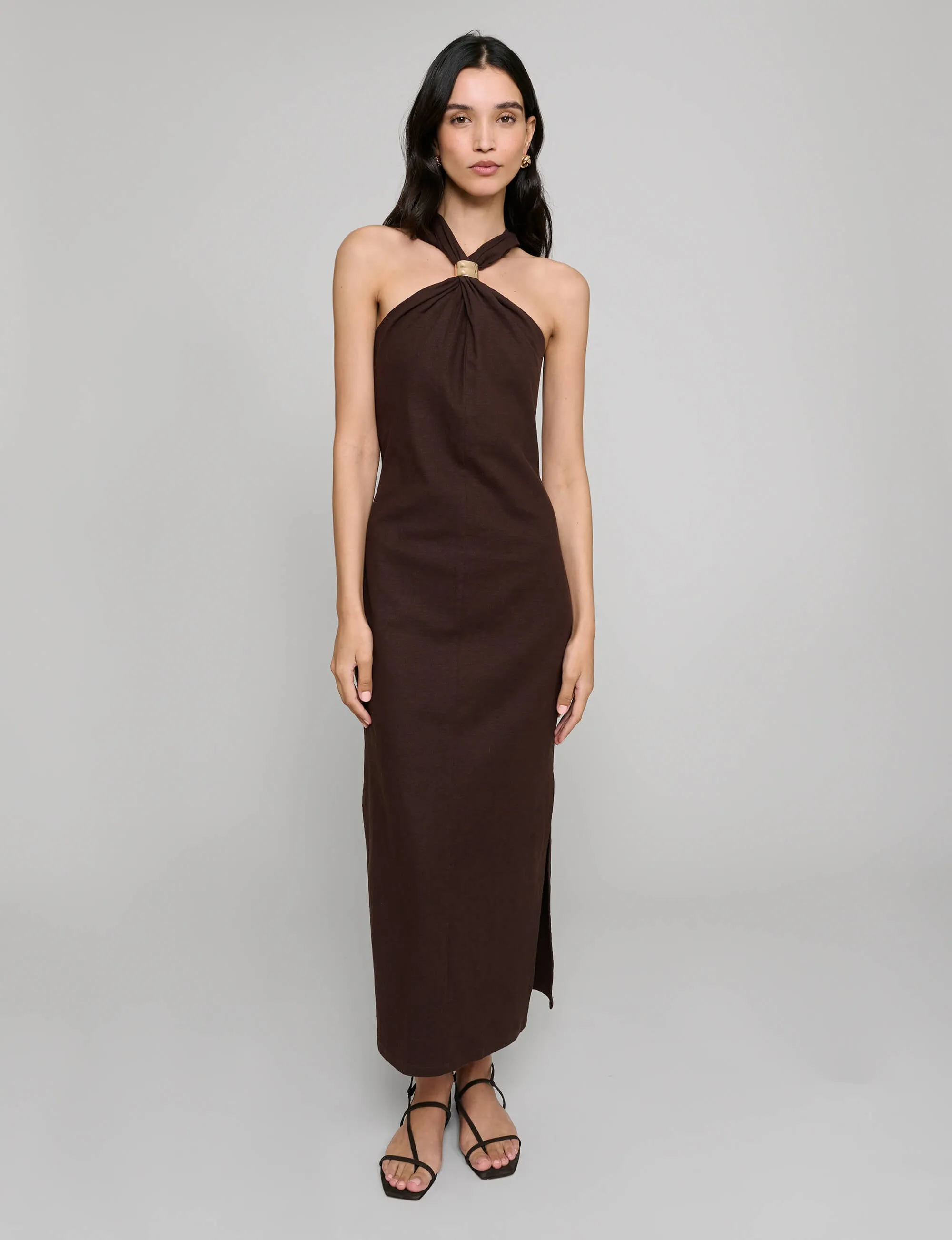 Attica Linen Gold Cuff Dress-BESTSELLER