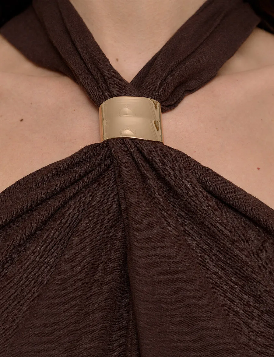 Attica Linen Gold Cuff Dress-BESTSELLER
