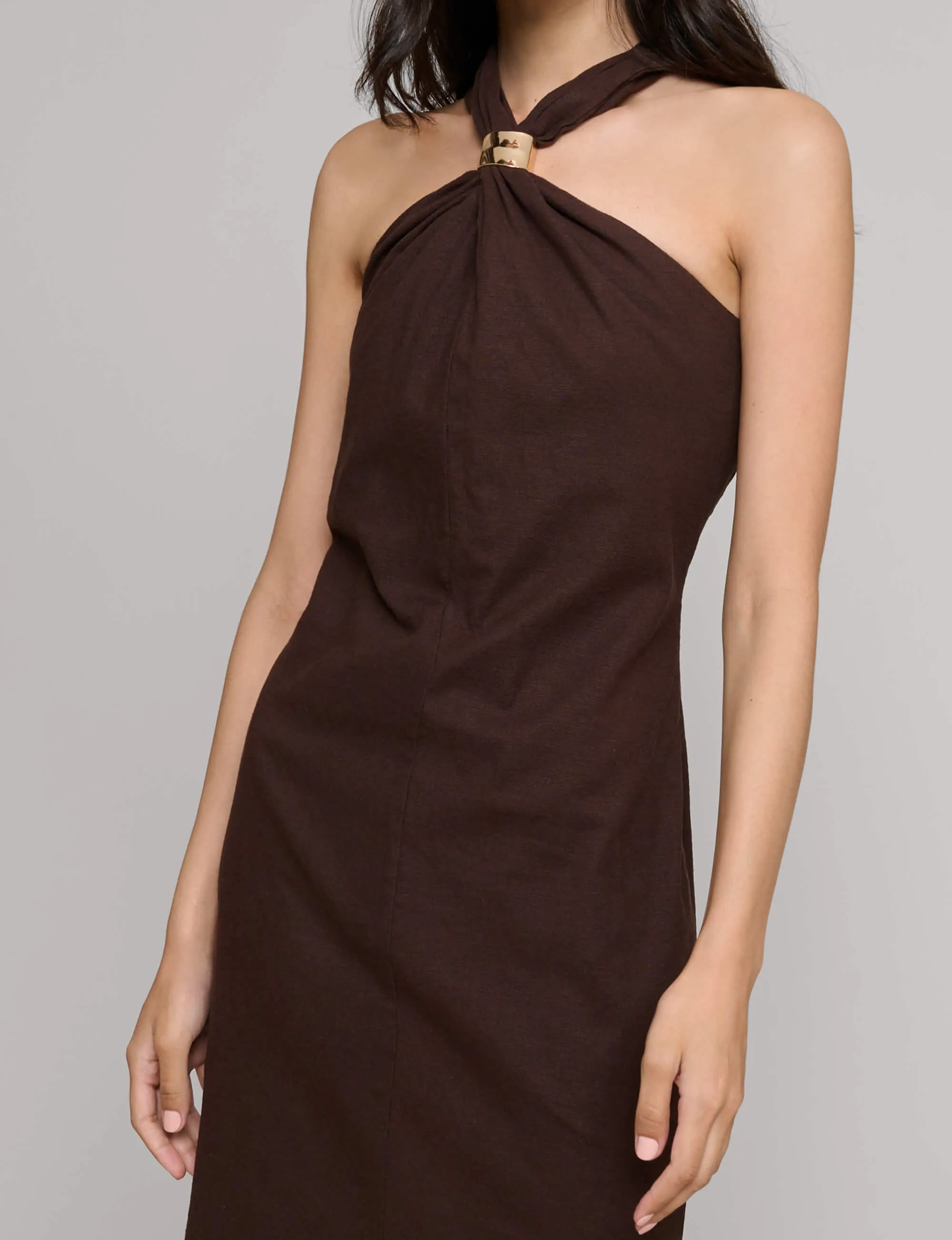 Attica Linen Gold Cuff Dress-BESTSELLER