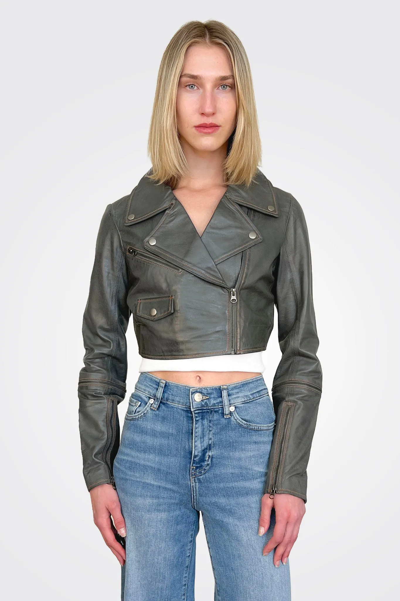 Audra Vintage Leather - Graystone