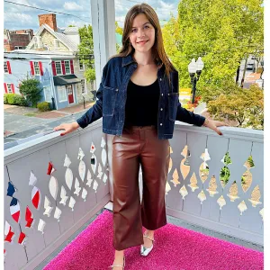 Audrey Mahogany Crop Faux Leather