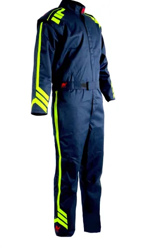 Aurora 3.0 Single Layer SFI 3.2A/1 Rated Fire Suit Navy blue with Neon Yellow