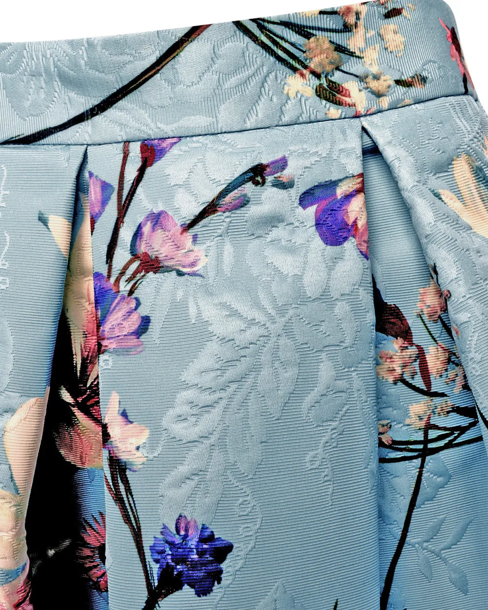 Azure Floral Full Midi Skirt