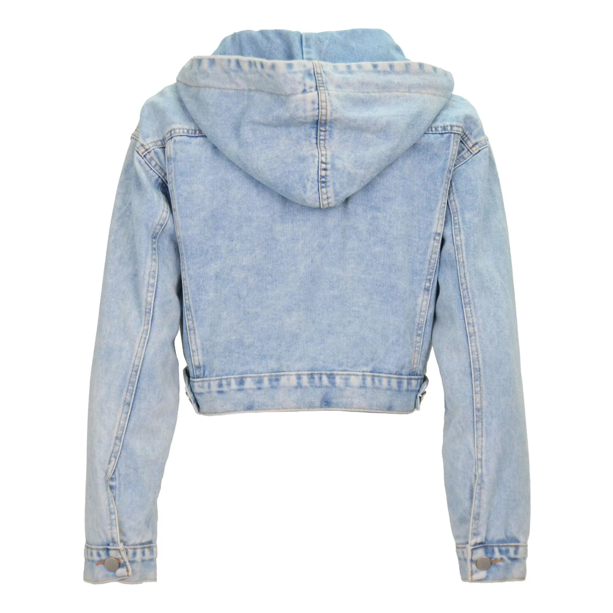 B Hoodie Crop Denim Jacket