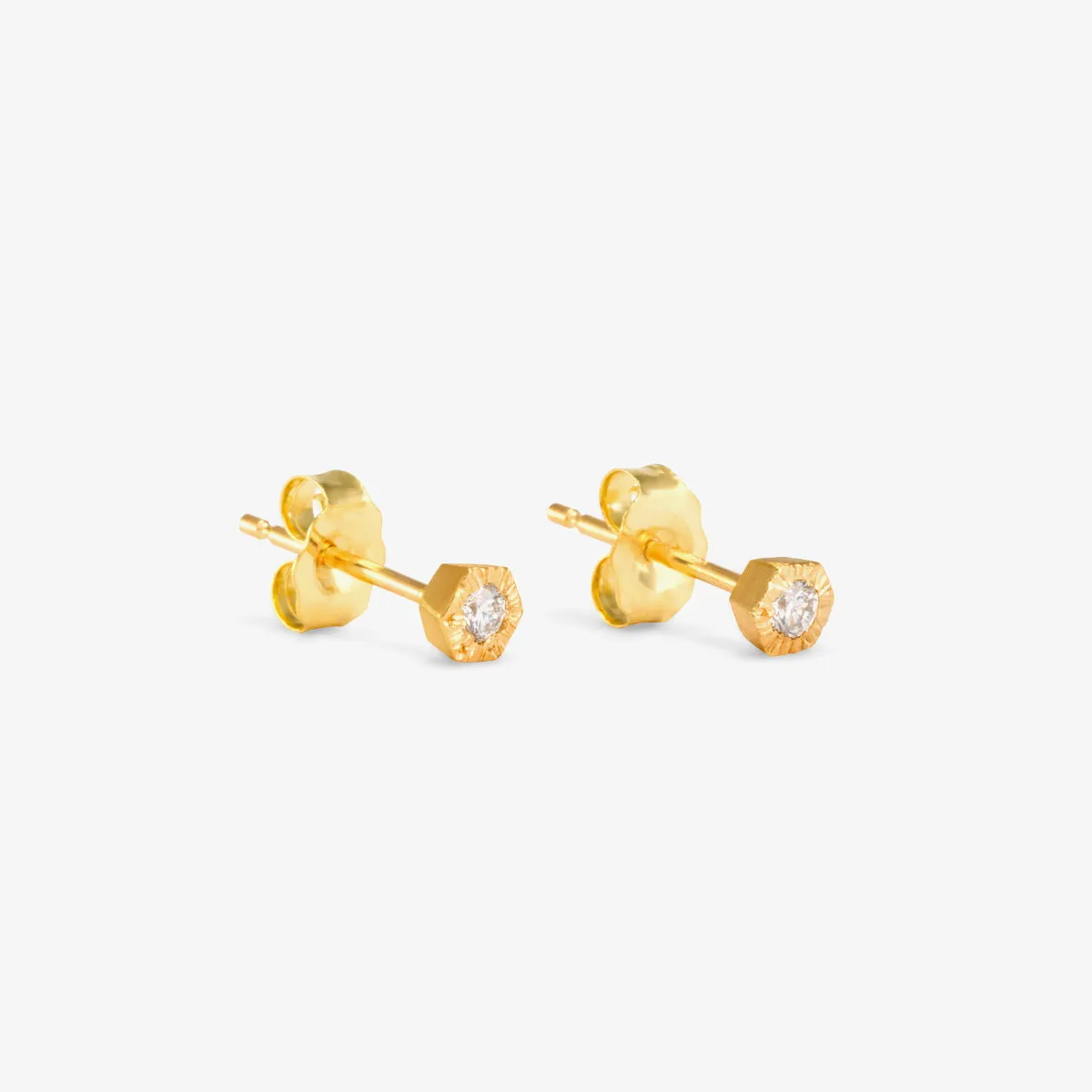 Baby White Diamond Hexagon Studs | E9901W