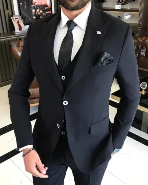 Baird Formal Black Three Pieces Peaked Lapel Business Suits